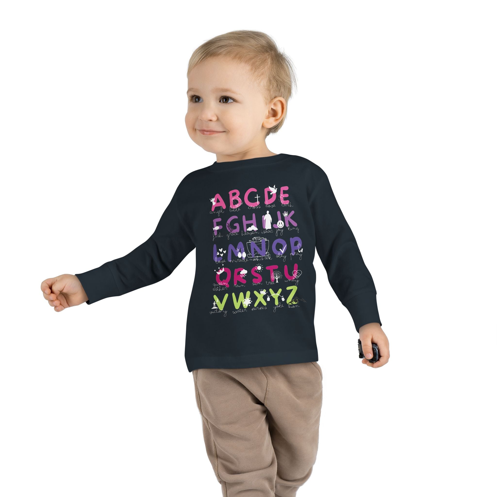 Toddler Long Sleeve Tee — Colorful Alphabet Learning Shirt