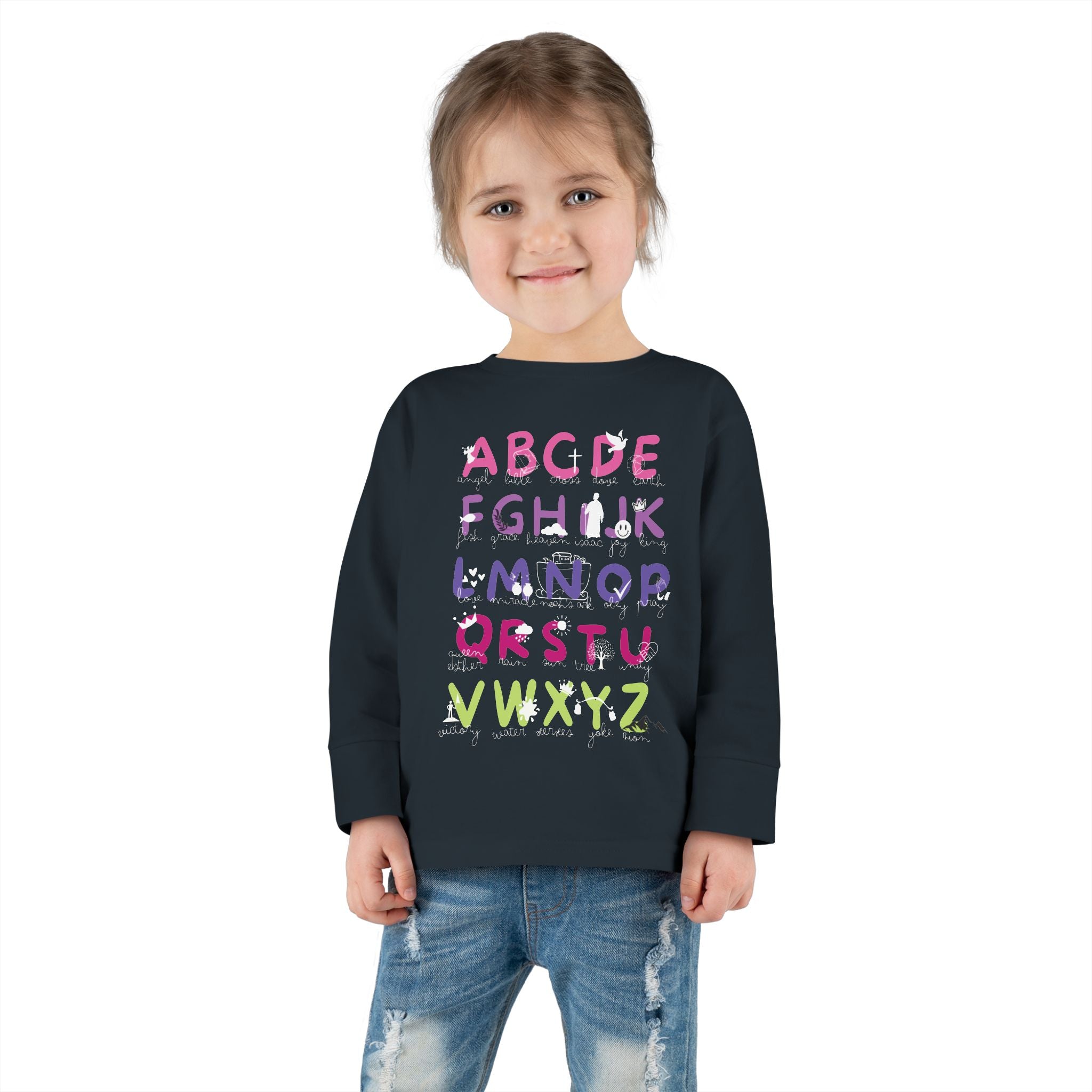 Toddler Long Sleeve Tee — Colorful Alphabet Learning Shirt