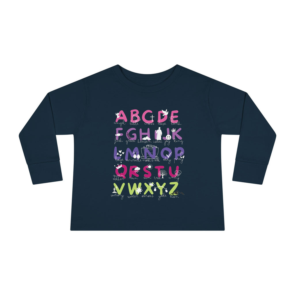Toddler Long Sleeve Tee — Colorful Alphabet Learning Shirt